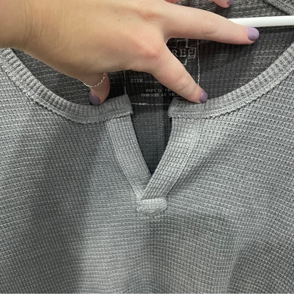 Free People Grey Waffle Knit Long Sleeve - Picture 4 of 10